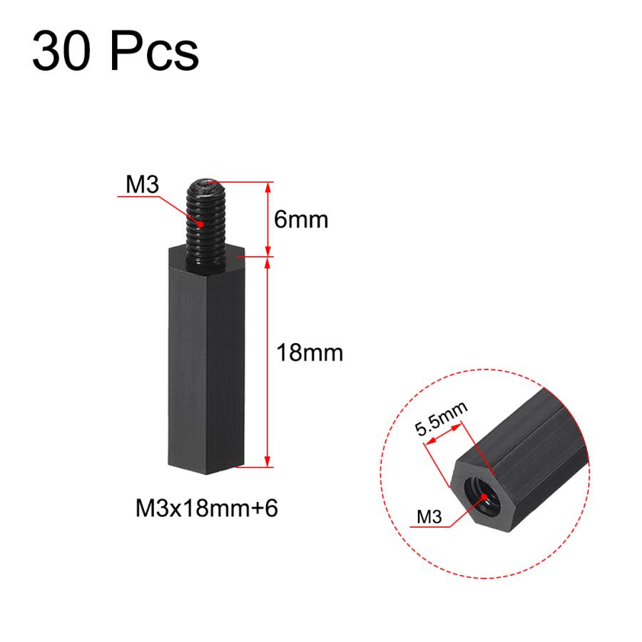 uxcell PCBマザーボードスペーサスタンドオフ M3x15mm+6mm FPVドローンクアッドコプター、コンピューター、回路基板用 35個｜soten2｜03