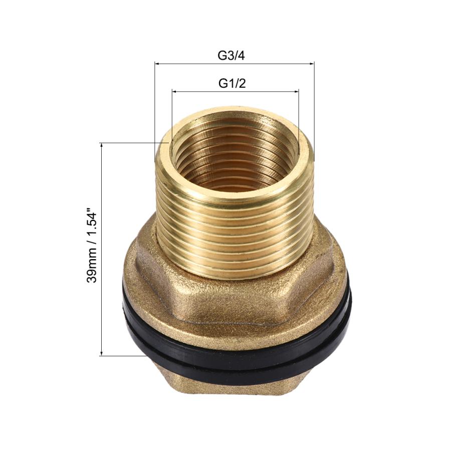 uxcell バルクヘッドフィッティング G1/2メスG3/4オス チューブ