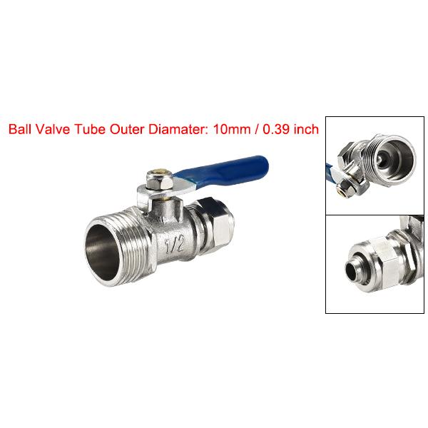 uxcell ボールバルブ 水スイッチ G1/2オススレッド 外径10mm チューブ 
