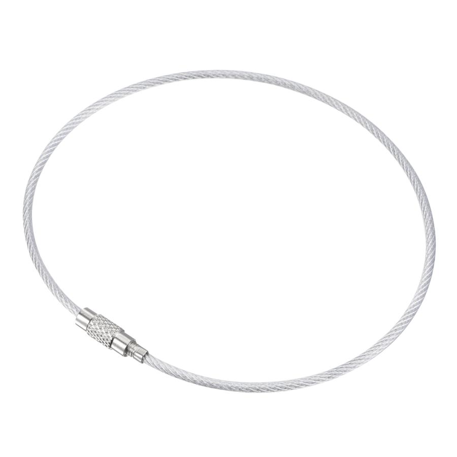 uxcell ワイヤーキーホルダー 長さ250mm キーリングループケーブル PVC