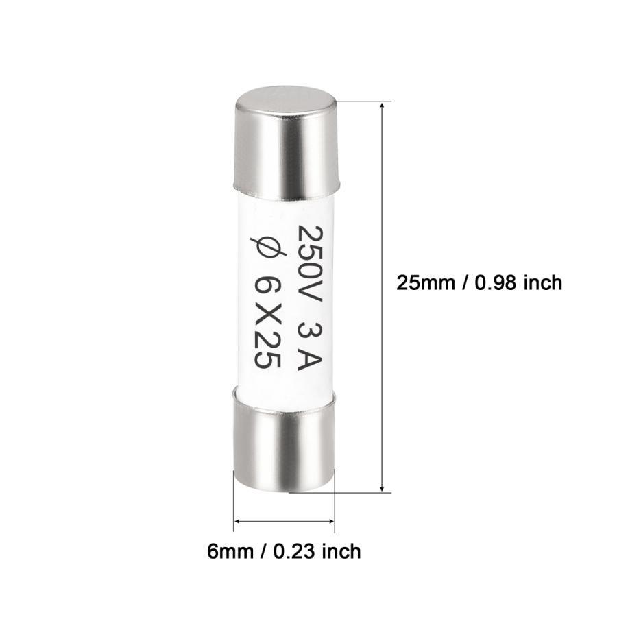 uxcell セラミックカートリッジヒューズ 3A 250V 6x25mm セラミックヒューズの高速ブロー交換 アンプ省エネランプバラスト用 5個｜soten2｜03