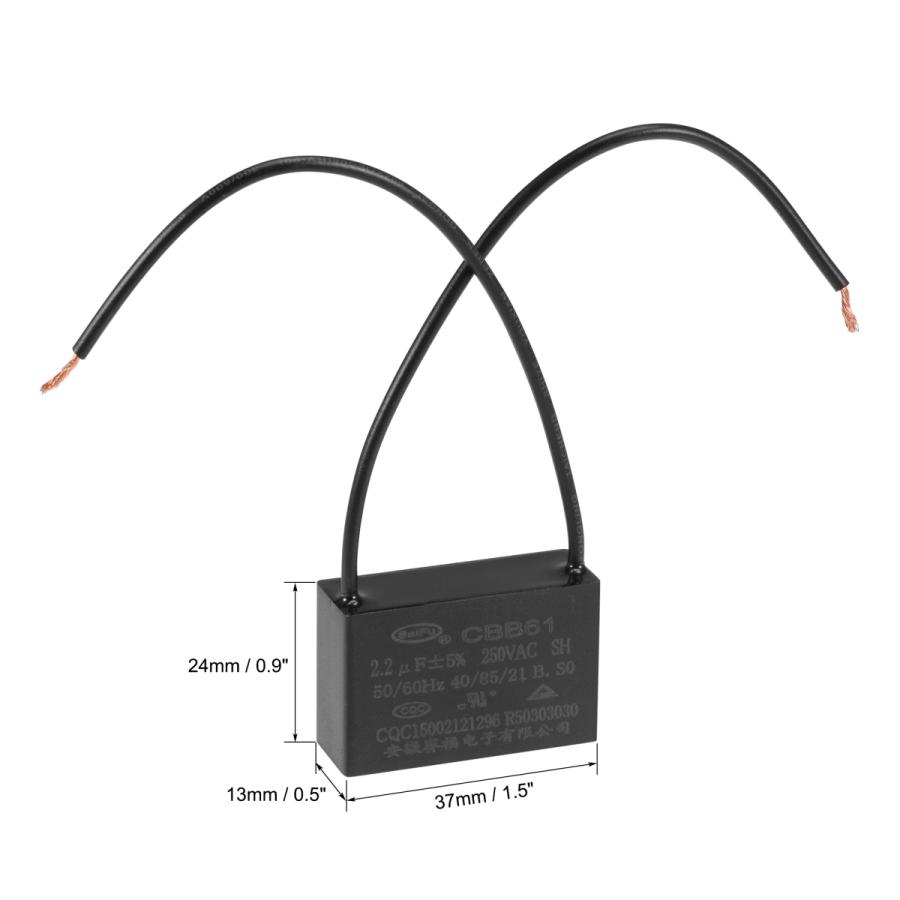 uxcell 天井ファンコンデンサ CBB61 2.2uF 250V AC 2線 37x24x13 mm 扇風機ポンプモーター発電機用|soten2|03