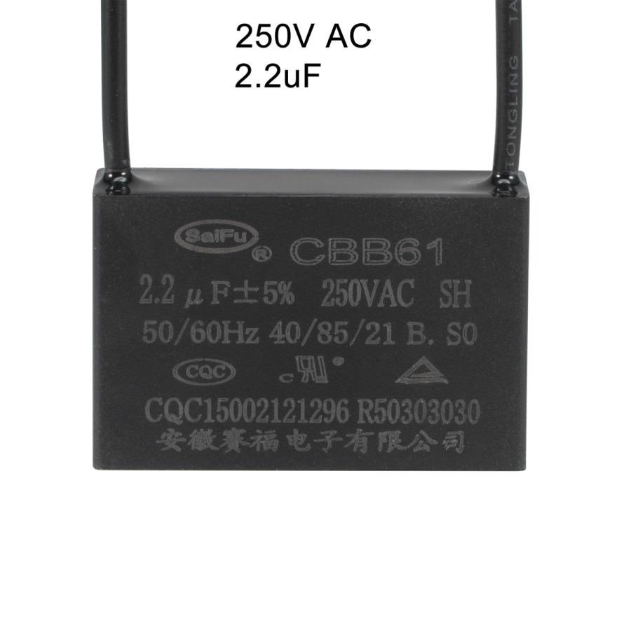 uxcell 天井ファンコンデンサ CBB61 2.2uF 250V AC 2線 37x24x13 mm 扇風機ポンプモーター発電機用|soten2|05