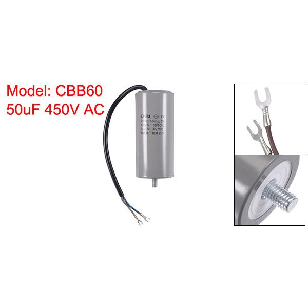 uxcell CBB60ランコンデンサ 50uF 450V AC ターミナル付き 111x50 mm