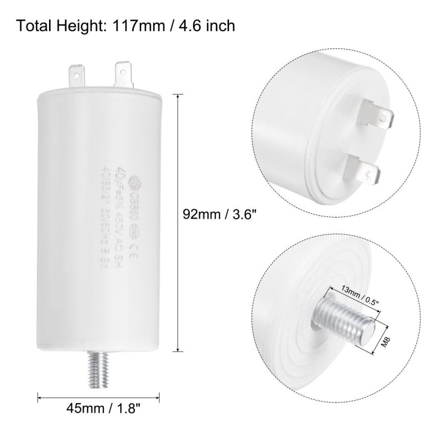 uxcell CBB60コンデンサー 蓄電器 キャパシター 40uF 450V uxcell CBB60コンデンサー 蓄電器 キャパシター 40uF 450V
