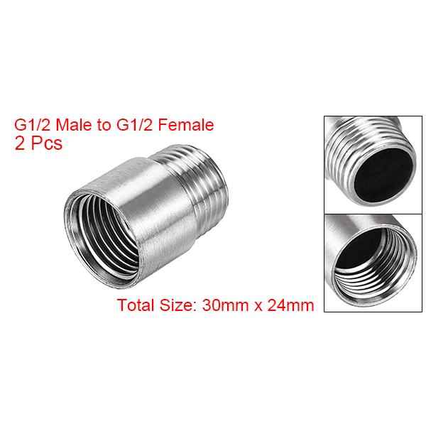 uxcell ステンレススチールパイプフィッティング キャストパイプフィッティングカプラー シャワーヘッドエクステンションアーム 長さ30mm