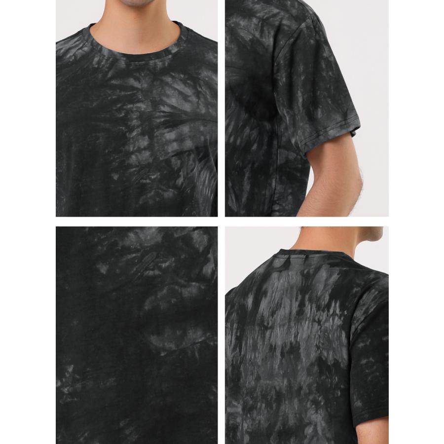 人気ブランド新作豊富 Tシャツ カットソー Uxcell Lars Amadeus タイダイ Tシャツ プリントtシャツ ヒップホップ 半袖 メンズ ブラックグレー M