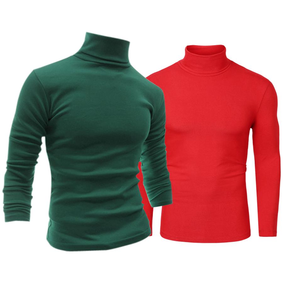 新品 Tシャツ カットソー Uxcell メンズ タートルネック Tシャツ ハイネック カットソー 長袖 無地 薄手 ストレッチ ニット プルオーバー ダークグリーンレッド M Www Threeriversofs Com