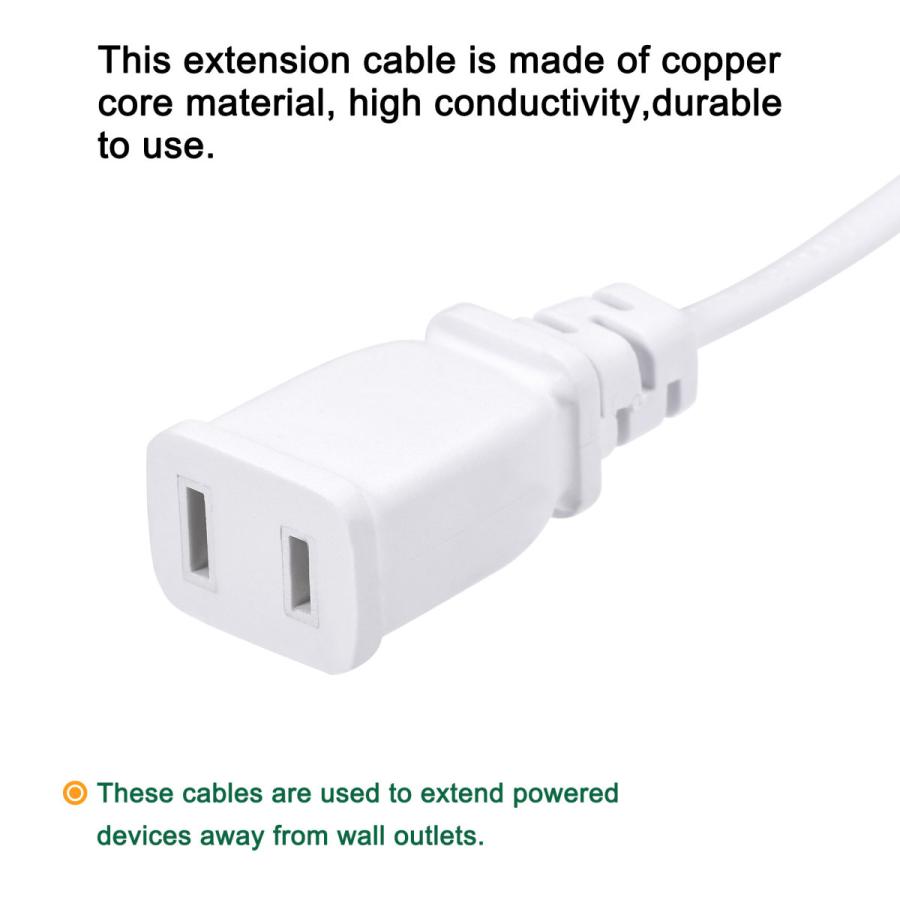 uxcell 電源延長ケーブル 2ピン 1.5 M長さ オス/メス コンセント延長
