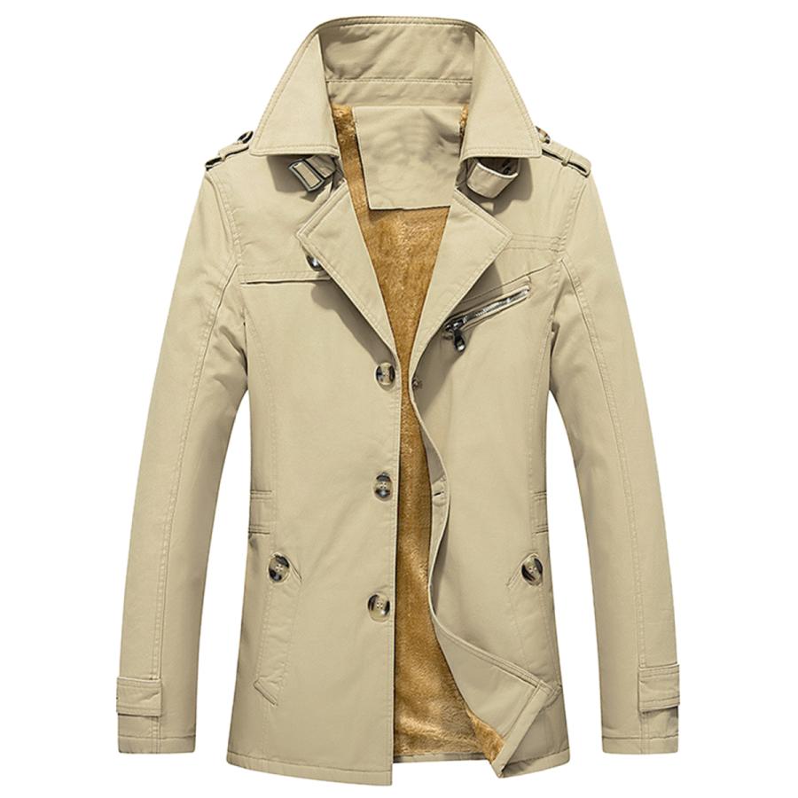 完成品 ジャケット Uxcell Lars Amadeus トレンチジャケット 冬 コート オーバーコート シングルブレスト フェイクファー 裏地付き メンズ カーキ M Www Threeriversofs Com