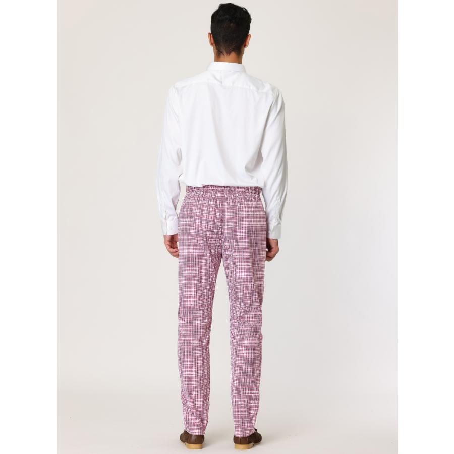 ずっと気になってた チェック柄パンツ Amadeus Lars Uxcell ペンシルテーパードパンツ 28 ピンク メンズ ブロック スリムフィットフラットビジネス ジャージ スウェットパンツ Www We Job Com