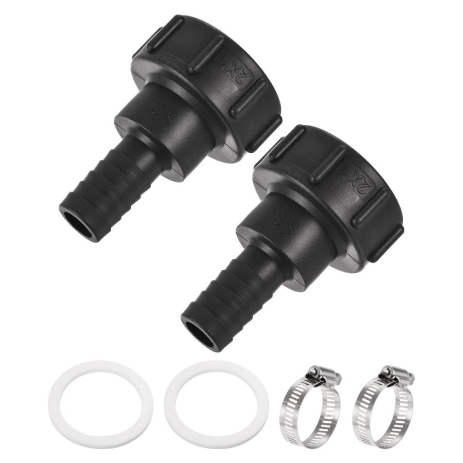 uxcell IBCタンクホースアダプター 60 mm粗ねじから25 mmバーブ ホース