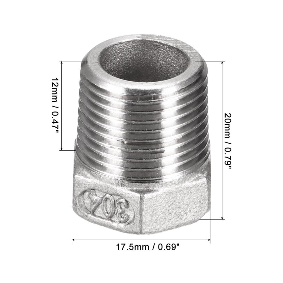 uxcell 六角レデューシングブッシング 3/8PTオスへ1/8PTメス 304ステンレス鋼 パイプフィッティングレデューサーアダプター｜soten2｜03