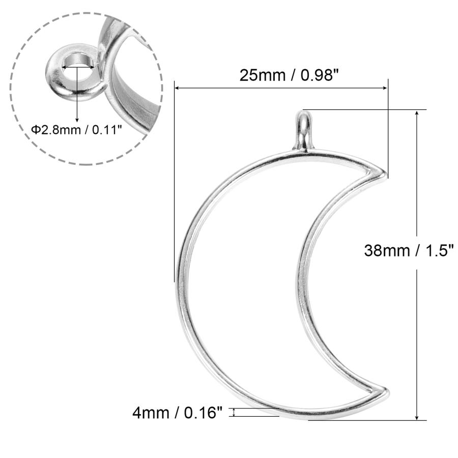 uxcell レジ ンペンダントフレーム 月の形の幾何学模様 合金中空オープンバックチャーム DIYクラフト用 シルバートーン 10個入り｜soten2｜03