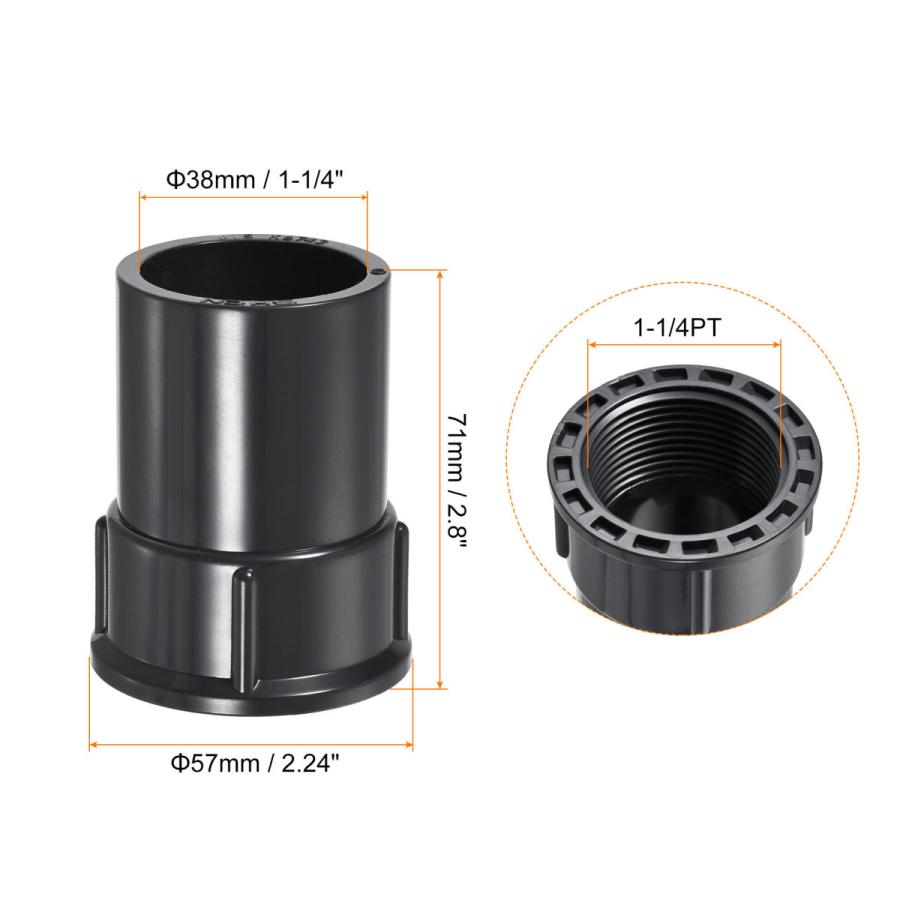 uxcell UPVCパイプ継手 日本規格 1-1/4PTメスネジ DN32 32 mm内径ソケット ストレート 水道管コネクタアダプタ グレー|soten2|03