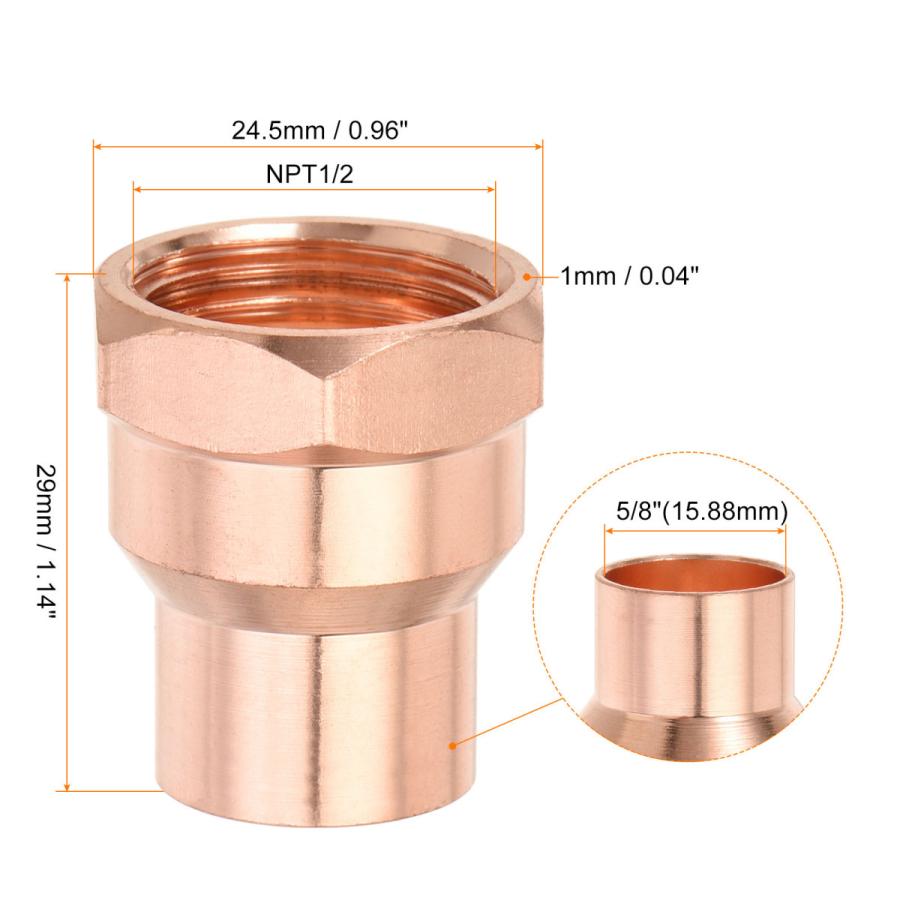 uxcell 銅メスアダプター NPT1/2 内ネジ溶接継手 HVAC家庭水道 uxcell 銅メスアダプター NPT1/2 内ネジ溶接継手 HVAC家庭水道