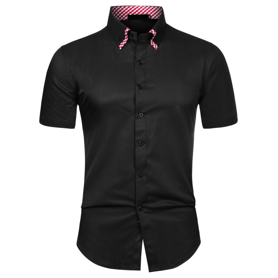 上等な 最大65%OFFクーポン uxcell Lars Amadeus ビジネスシャツ ドレスシャツ ボタンダウン コントラストカラー トップス スリムフィット メンズ ブラック M