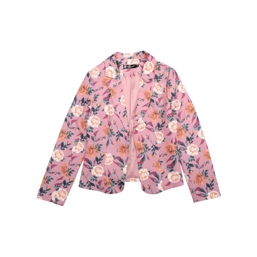 Uxcell Allegra K ブレザー ジャケット 花柄 長袖 ノッチドラペル 前開き ショート丈 レディース パープル S 正規通販