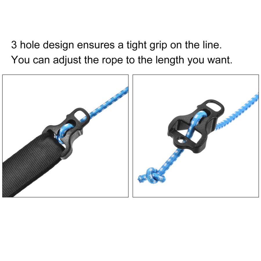 uxcell テントロープバックル 4 mm 3穴 プラスチックガイライン