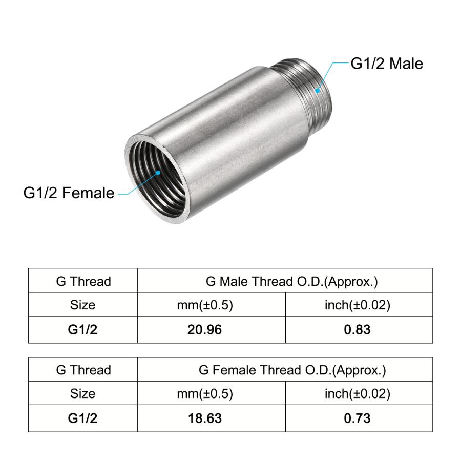 uxcell 延長パイプ継手 ステンレス鋼 G1/2めねじ-G1/2おねじ uxcell 延長パイプ継手 ステンレス鋼 G1/2めねじ-G1/2おねじ