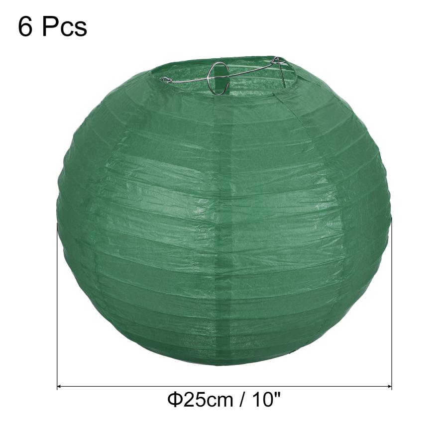 PATIKIL 25cm パーティー飾り提灯 ペーパー提灯 和紙ちょうちん 6個入り 丸折り ランプ形 イベント用品 縁日用品 ダークグリーン｜soten2｜03