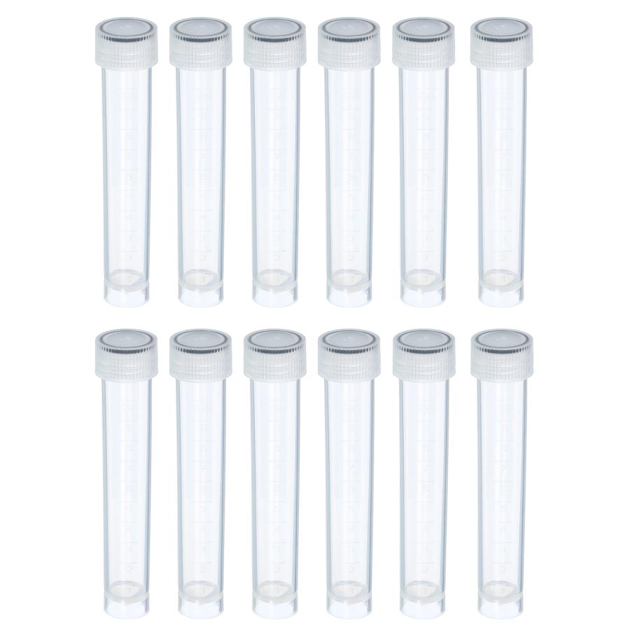 uxcell PATIKIL 10ml テストチューブ 試験管 計量チューブ12本入り 冷凍コンテナ保管 クリアねじキャップ 実験科学用