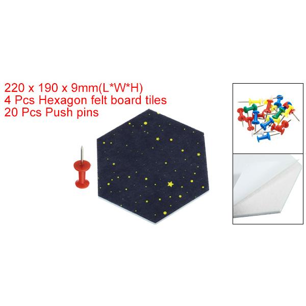 uxcell PATIKIL 六角フェルト板タイル 4個 自己接着 星 壁掛けピン 押しピン付き掲示板 メモ ホーム オフィス装飾用 ネイビーブルー｜soten2｜02