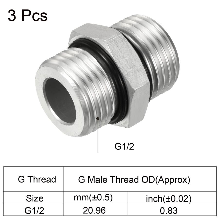 uxcell PATIKIL G1/2 x オスねじパイプ アダプター継手 3個 六角 uxcell PATIKIL G1/2 x オスねじパイプ アダプター継手 3個 六角