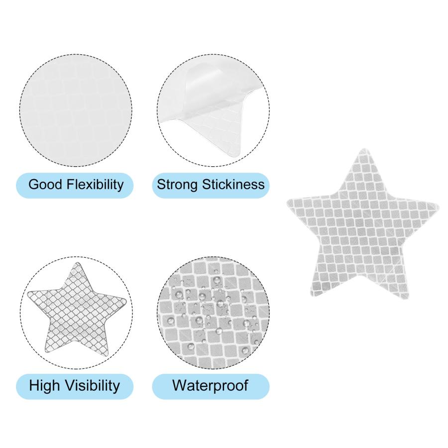 PATIKIL 反射ステッカー 30個 60x60mm 防水 接着剤 高視認性 夜間注意警告 スターシェイプ トレーラー 車用 ホワイト｜soten2｜05