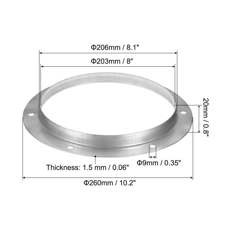 uxcell PATIKIL 200mm ダクト接続フランジ 3個 金属 直管 排気フランジ