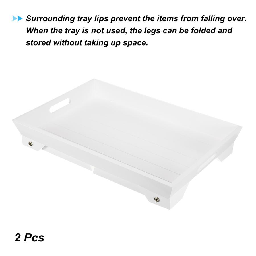 PATIKIL 48x32x24cm 朝食トレイテーブル ベッドトレイ ローテーブル 2個入り 折り畳み 携帯しやすい 木製ラップトップスナックデスクの画像