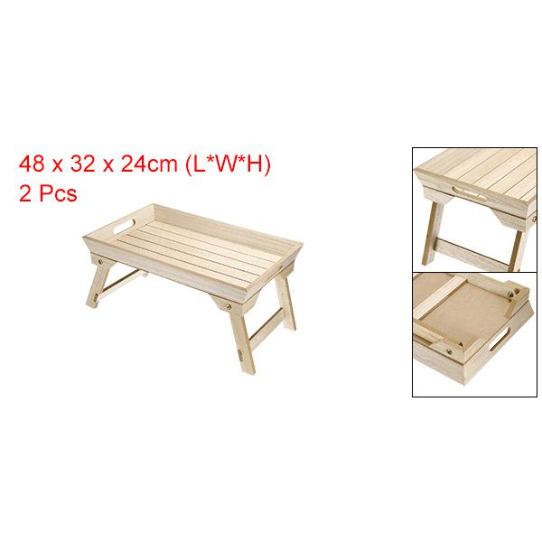 PATIKIL 45x28x22cm 朝食トレイテーブル ベッドトレイ ローテーブル 2個入り 折り畳み 木製 ラップトップスナックデスクの画像