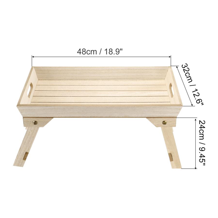 PATIKIL 45x28x22cm 朝食トレイテーブル ベッドトレイ ローテーブル 2個入り 折り畳み 木製 ラップトップスナックデスクの画像