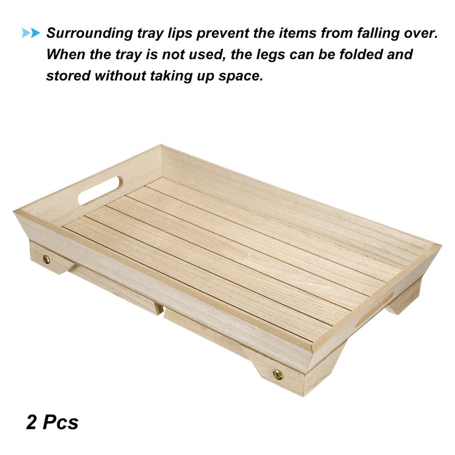 PATIKIL 45x28x22cm 朝食トレイテーブル ベッドトレイ ローテーブル 2個入り 折り畳み 木製 ラップトップスナックデスクの画像