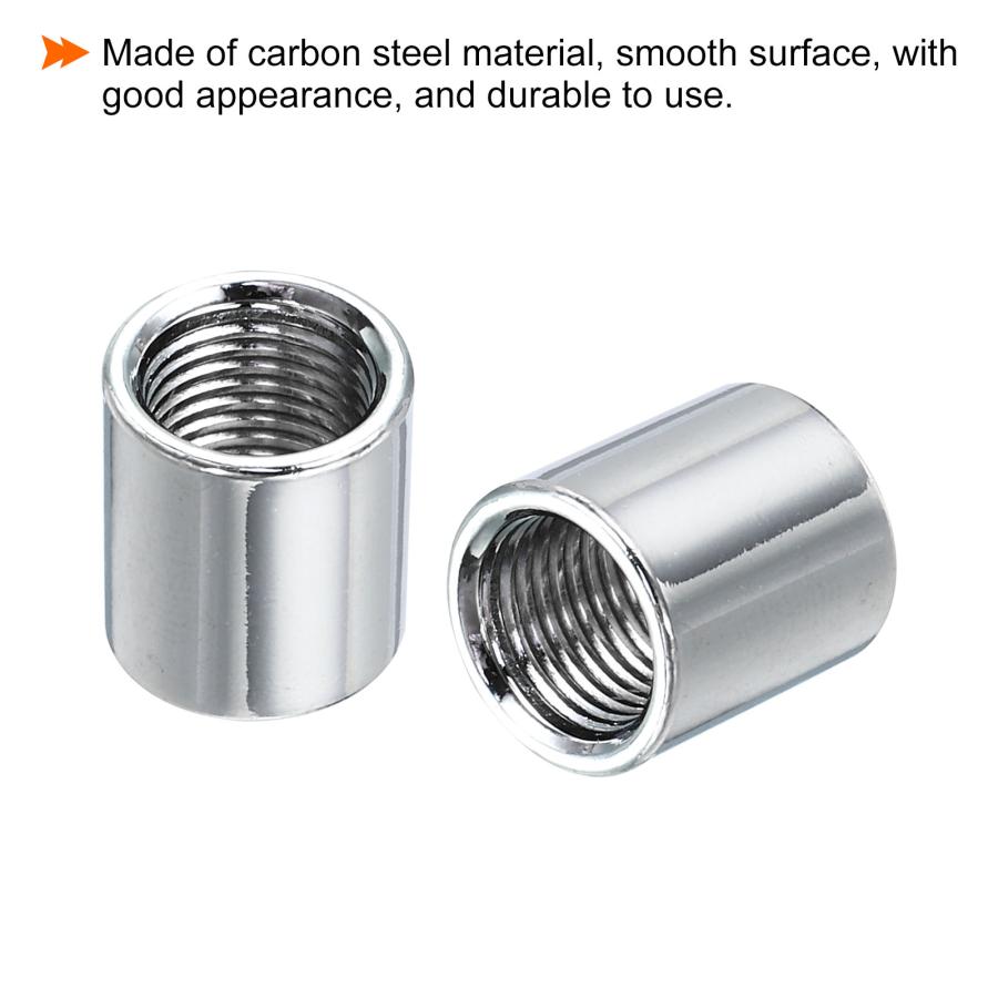 uxcell 円形接続ナット 丸いカップリングナット M10x1mm メススレッド 15mmスレッド ハードウェアファスナー シルバー 20個