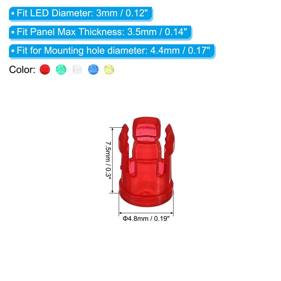 uxcell PATIKIL 3mm クリア 発光ダイオードホルダークリップ 50合1 LEDランプソケット 保護カバー ベゼルマウント 色とりどり｜soten2｜03