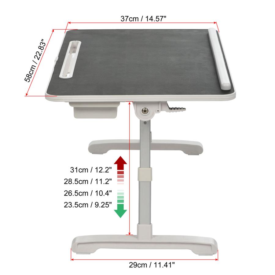 uxcell PATIKIL ラップトップベッドトレイテーブル 58x37cm 折り畳み式ラップデスク 引き出し付き 調節可能なベッドデスク グレー｜soten2｜03