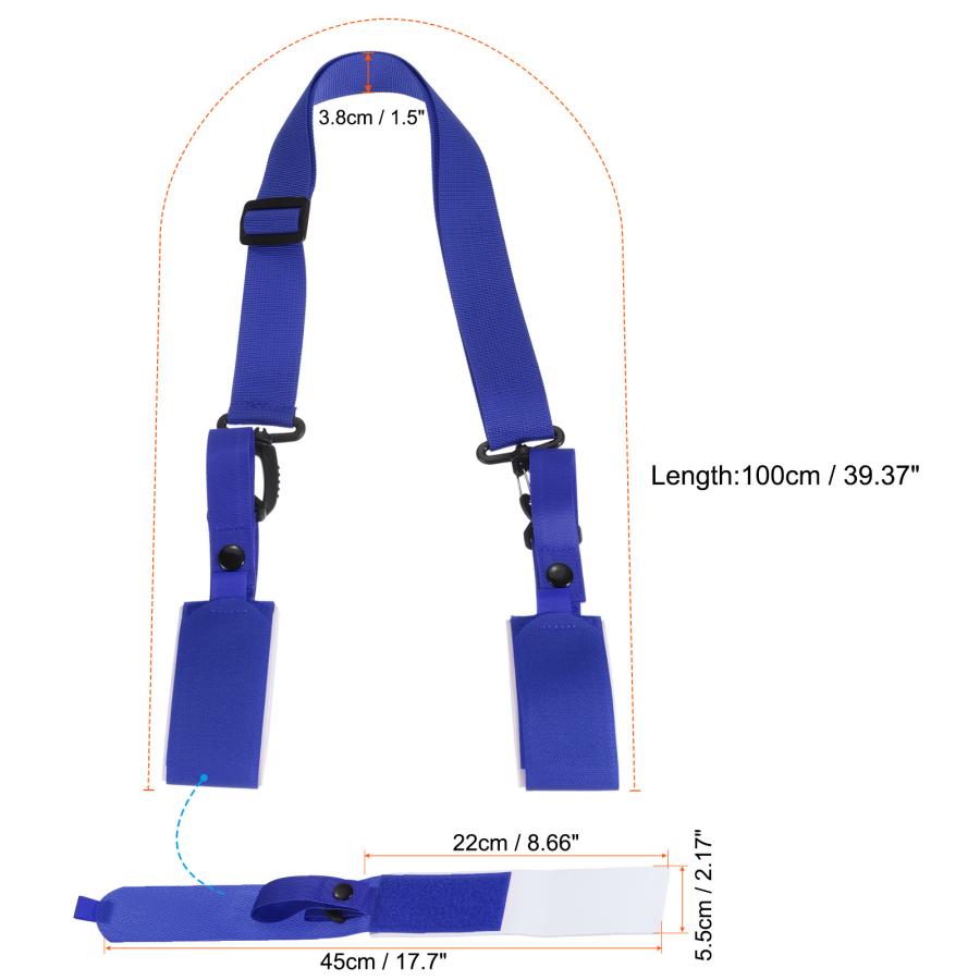 PATIKIL 100cmx3.8cm スキーストラップとポールキャリア 3セット 調整可能 スキーキャリアストラップ クッション性のある ブルー｜soten2｜03