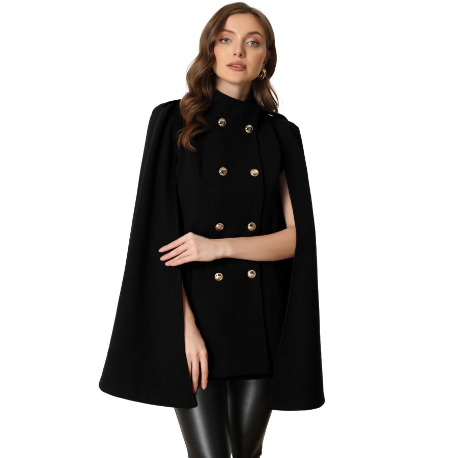 Allegra K ケープコート マントコート モックネック スリット Allegra K ケープコート マントコート モックネック スリット
