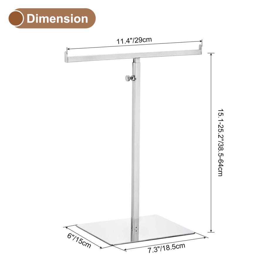 uxcell 財布の陳列棚 T字型 金属 調整可能 手提げラック ダブルフックホルダー ネックレスオーガナイザー 家庭用 ブティック店 シルバー｜soten2｜03