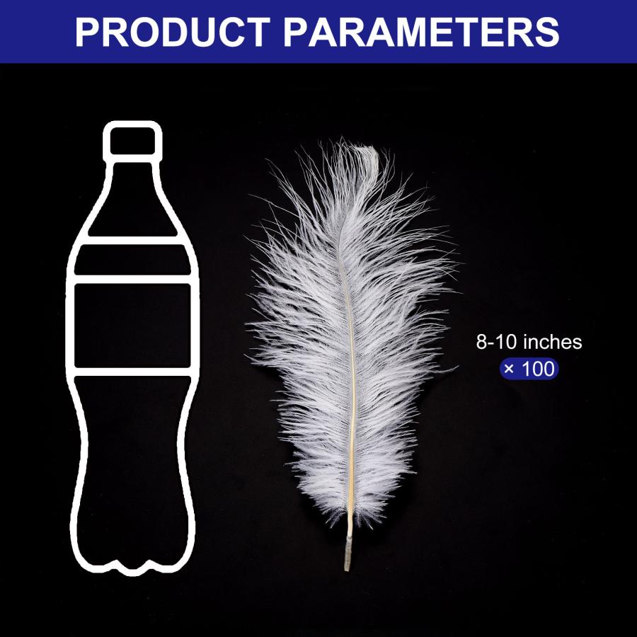 uxcell PATIKIL 100個 自然 ダチョウの羽 バルク 20-25cm 大きい