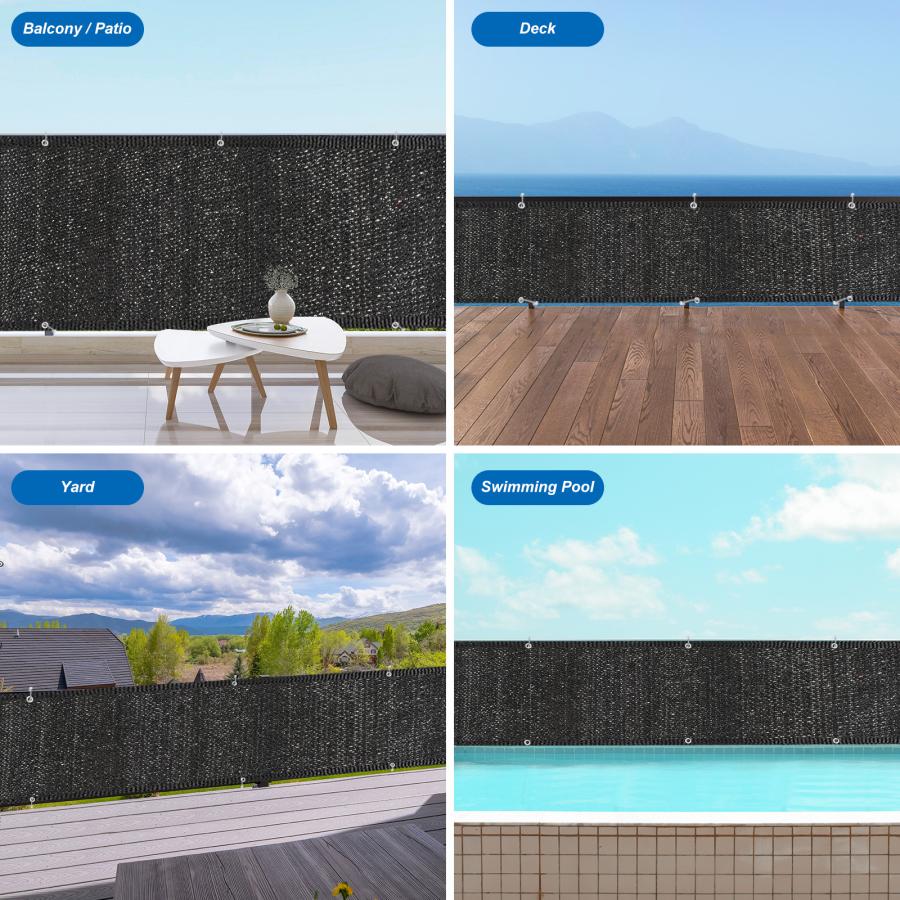 uxcell PATIKIL 0.9Mx5.8M バルコニープライバシースクリーン フェンスアパート手すりカバー グロメット付き 90% ブラック｜soten2｜08