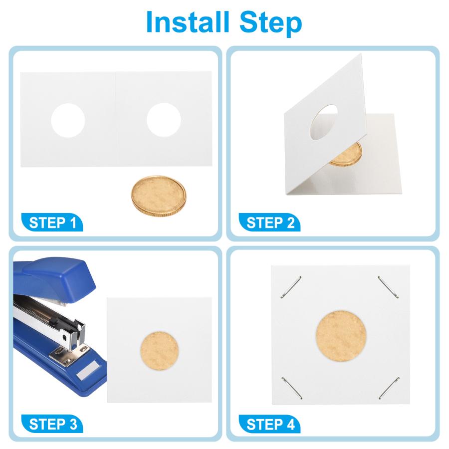 uxcell PATIKIL 2x2 コインフリップ 50個 40mm ダンボールコインホルダー ペーパーコインホルダー コイン収集 ホワイト｜soten2｜06