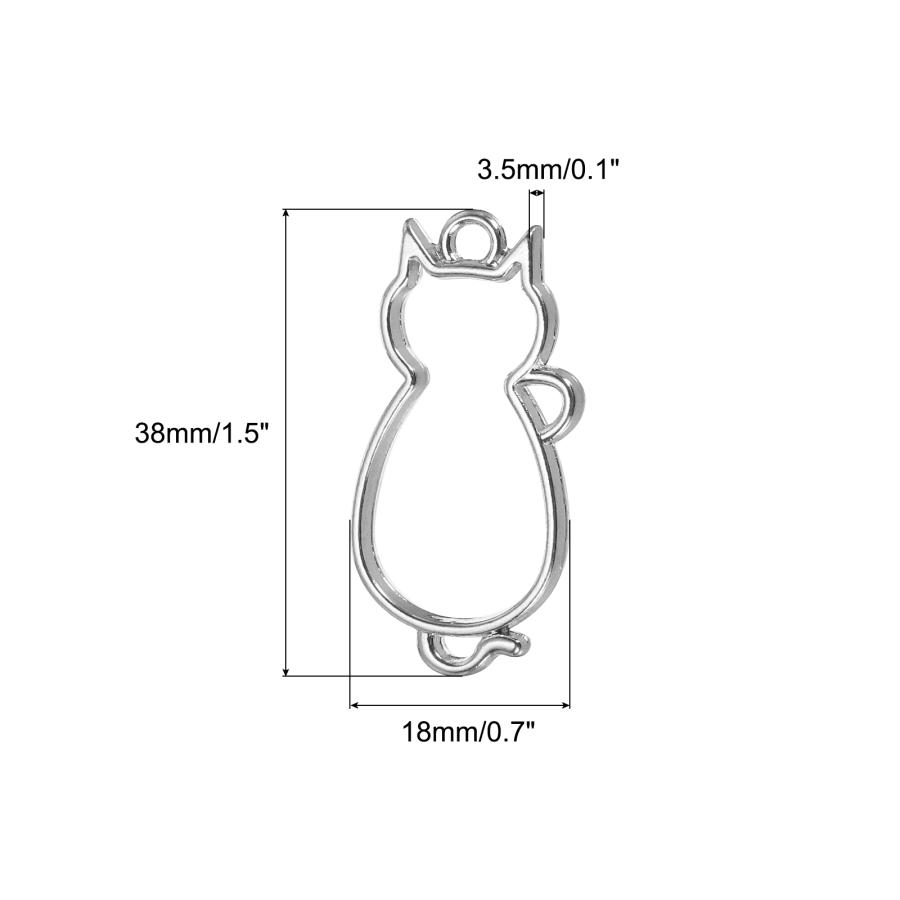 uxcell PATIKIL 合金オープンバックベゼルペンダント 20個 猫の形 中空樹脂鋳造ペンダントフレーム DIY シルバートーン｜soten2｜03