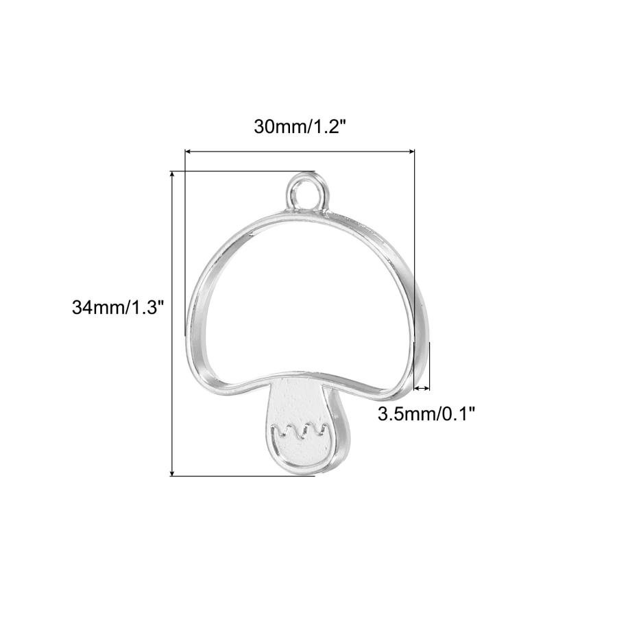 uxcell PATIKIL 合金オープンバックベゼルペンダント 20個 キノコ形 中空レジンペンダントフレーム シルバートーン｜soten2｜03