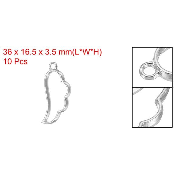 uxcell PATIKIL 合金オープンバックベゼルペンダント 10個 翼の形 中空レジンペンダントフレーム シルバートーン｜soten2｜02