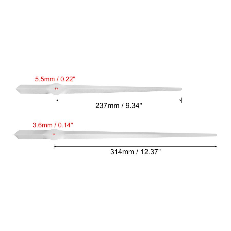 PATIKIL クロックハンドキット 2セット 時計針キット 時計機構のムーブメント アルミ壁掛け時計針部品 交換 壁掛け時計修理DIY用 シルバー｜soten2｜03