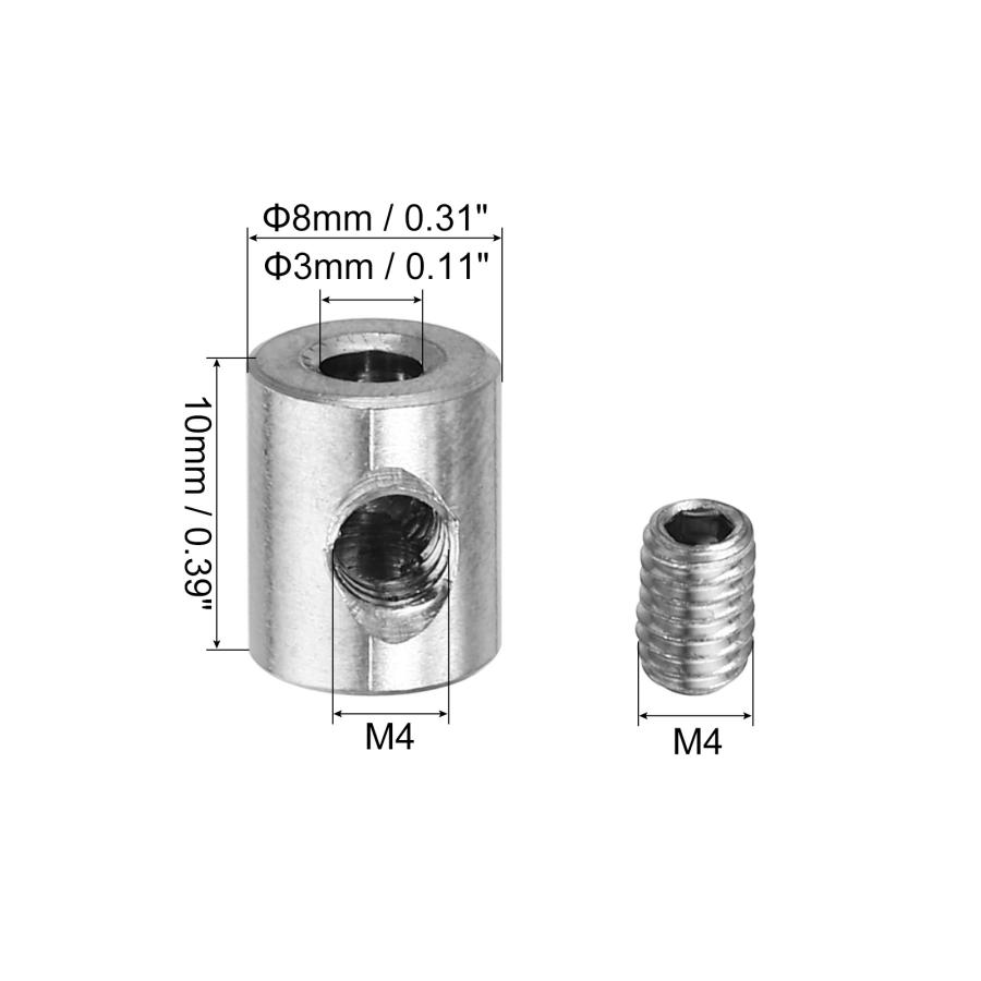 PATIKIL 3mmホール ワイヤーロープクリップセット 6個 304ステンレス鋼 単穴 M4六角ネジスパナ付き ケーブル金具用 シルバー