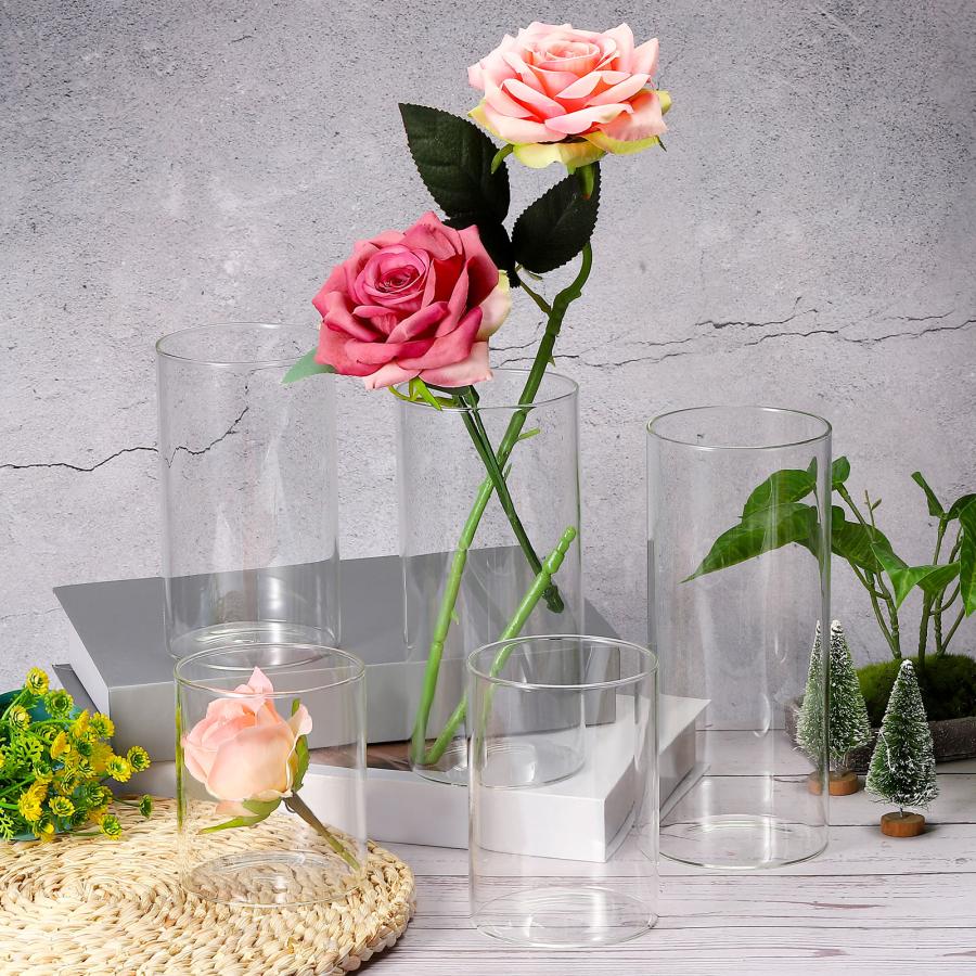 PATIKIL 10x8.5cm 透明なガラスのシリンダー花瓶 卓上花瓶 PATIKIL 10x8.5cm 透明なガラスのシリンダー花瓶 卓上花瓶