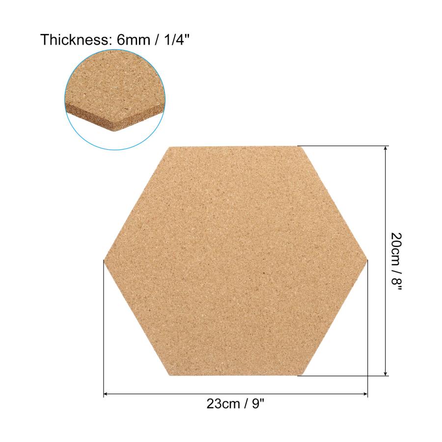 PATIKIL 23x20cm 厚さ6mm コルクボードタイル 4個入り 自己粘着 六角掲示板 軟木板 展示 床 壁 ホーム 教室 DIY 木の色｜soten2｜03